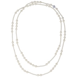 Колье Роса (Майорка белая 6-10мм; покрытие родий) 155см, Есть комплект