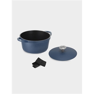 Кастрюля, 20 см, 2.4 л, с крышкой, с покрытием, алюминий, синяя, Agile