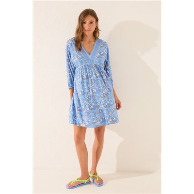 Camisola midi flores manga abullonada