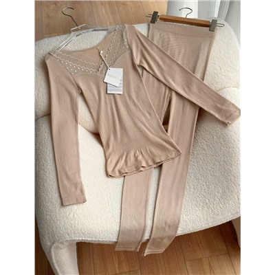 Очень утонченный женский термокомплект с кружевом   L*A PERL*A