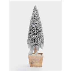 Ель искусственная, 42 см, с подсветкой, в горшке, пластик/дерево, серебристая, Interior silver