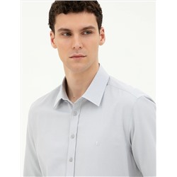 Gri Slim Fit Uzun Kollu Gömlek