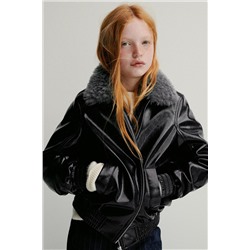 BOMBER JACKET WITH FAUX FUR COLLAR