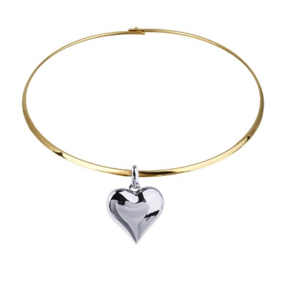 Колье-чокер Сердцебиение (2, 5см; покрытие родий, золото) 42см, Есть комплект