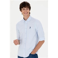 Erkek Açık Mavi Uzun Kollu Basic Gömlek