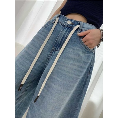 Женские джинсы на резинке со шнурком