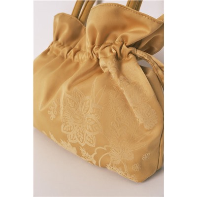 Bolso neceser satén estampado mostaza