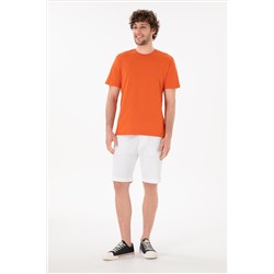 Erkek Regular Fit Bisiklet Yaka Nar Çiçeği Basic Tişört
