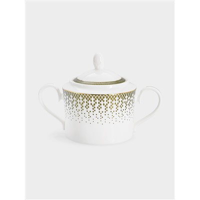 Сервиз чайный, 6 перс, 21 пр, фарфор F, бело-зеленый, с золотистым кантом, матовый, Virtus