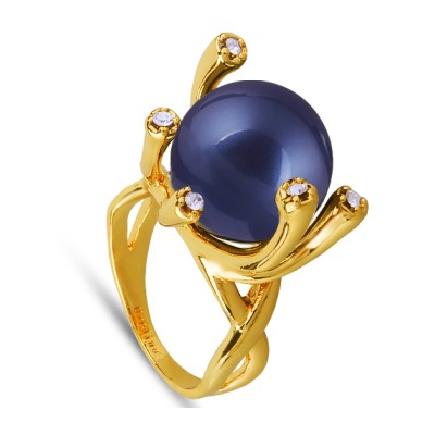 Кольцо (Майорка 14мм черничная; покрытие золото), Есть комплект