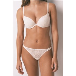 Tanga encaje animal print marfil