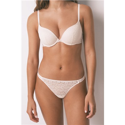 Tanga encaje animal print marfil
