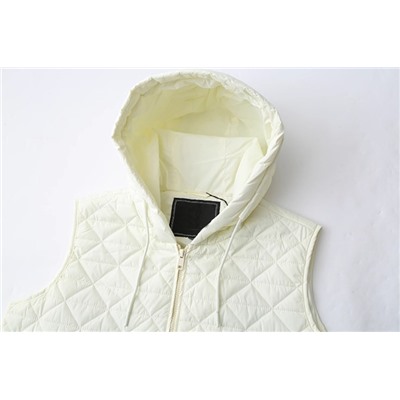 Женский длинный тонкий хлопковый жилет с капюшоном