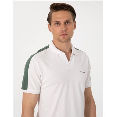 Haki Kol Detaylı Slim Fit Polo Yaka Tişört
