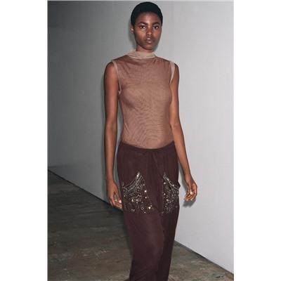 TULLE HIGH NECK T-SHIRT