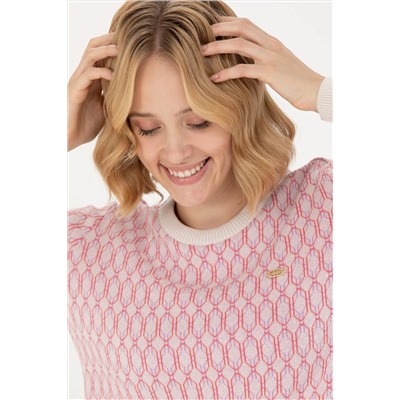 Kadın Krem Bisiklet Yaka Kazak