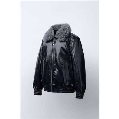 BOMBER JACKET WITH FAUX FUR COLLAR