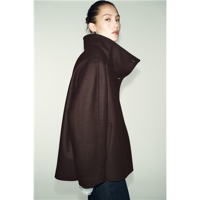 CROPPED WOOL COAT WITH HIGH NECK