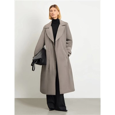 Утеплённое пальто с поясом, R139/oliven