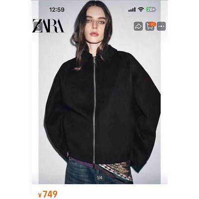 Женское короткое пальто на молнии из смесовой шерсти ЗАР*А