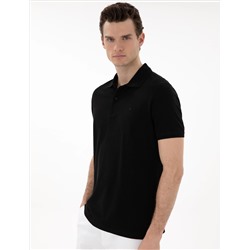 Siyah Regular Fit %100 Pamuk Polo Yaka Basic Tişört