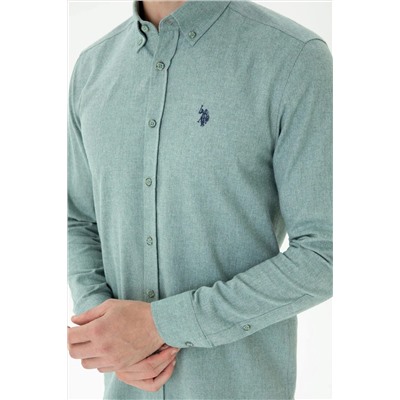 Erkek Mint Uzun Kollu Basic Gömlek