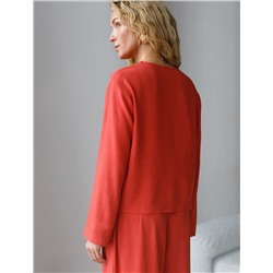 Укороченная свободная блузка с завязками и с V-вырезом изо льна с вискозой