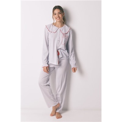 Pijama largo algodón cuello bobo