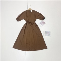 Женское платье миди с цельнокроенными рукавами из смесового тенселя  Модель 2026 г. МАНГ*О