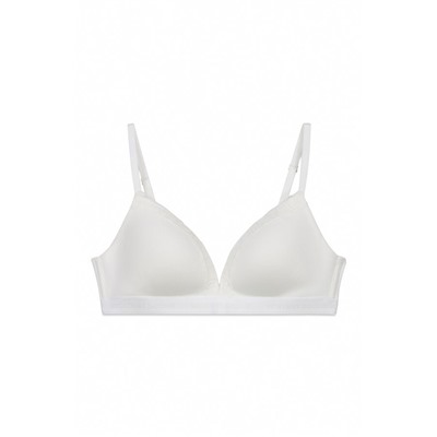 Sujetador triangular algodón canalé blanco CHARMING