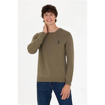 Erkek Haki Melanj Basic Kazak