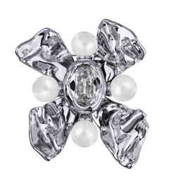 Брошь Грациоза (кристаллы SW белые, Майорка; покрытие родий), Есть комплект