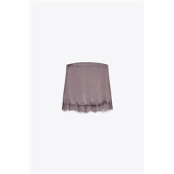 SATIN TOP WITH LACE TRIM