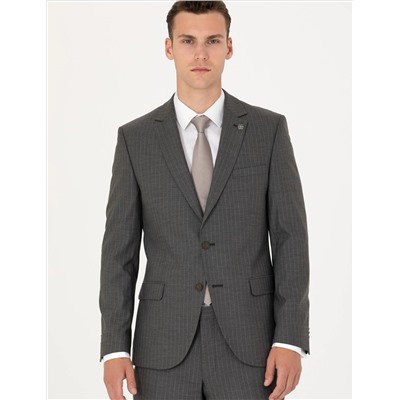 Kahverengi Çizgili Ex.Slim Fit Takım Elbise