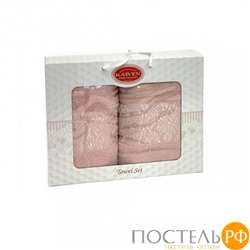 Набор полотенец Карвен "PINK DAMAKS" махра 50*90/70*140 HS 1697 v5 св.пудровый