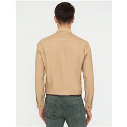 Bej Slim Fit Uzun Kollu Gömlek