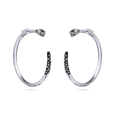 Серьги Змея (кристаллы SW белые; покрытие родий, черный родий), Есть комплект