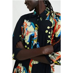 Vestido camisero largo estampado