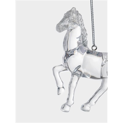 Игрушка елочная, 9 см, акрил, серебристая, Лошадь, Horse