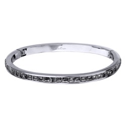 Браслет Квадро (кристаллы SW темно-серые; покрытие родий), Есть комплект