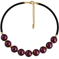 Колье Гевея (Майорка 16мм бургунди, каучук черный; покрытие золото) 45-50см, Есть комплект