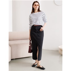 Лонгслив в полоску из премиального хлопка с эластаном