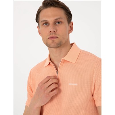 Somon Slim Fit Örme Dokulu Polo Yaka Tişört