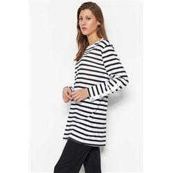 TRENDYOL MODEST Siyah Çizgili Taş Detaylı Örme Tunik TCTSS23UK00108