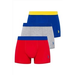 U.S. Polo Assn. Pamuklu & Likralı, Çok Renkli Erkek 3'lü Boxer Set 80170