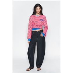 STRIPED T-SHIRT WITH SLOGAN