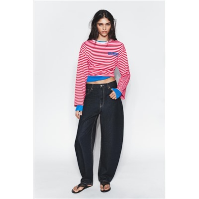 STRIPED T-SHIRT WITH SLOGAN