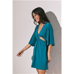 Vestido corto punto azul cut-out