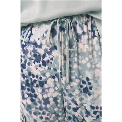 Pijama satén viscosa floral verde
