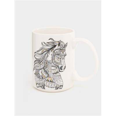 Кружка, 500 мл, фарфор N, белая, Лошадь, Wild